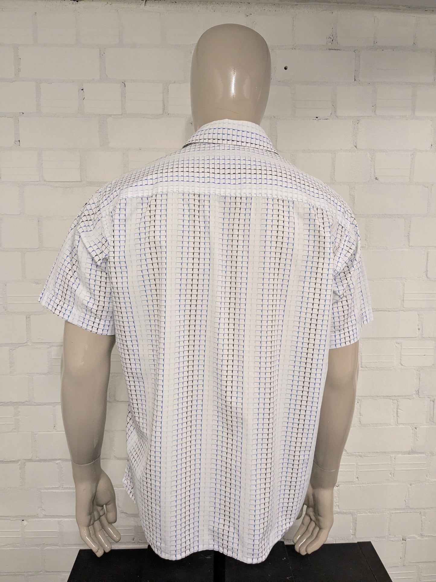 Tom Tailor Shirt Short Maniche. Stampa blu in bianco e nero. Taglia XL.