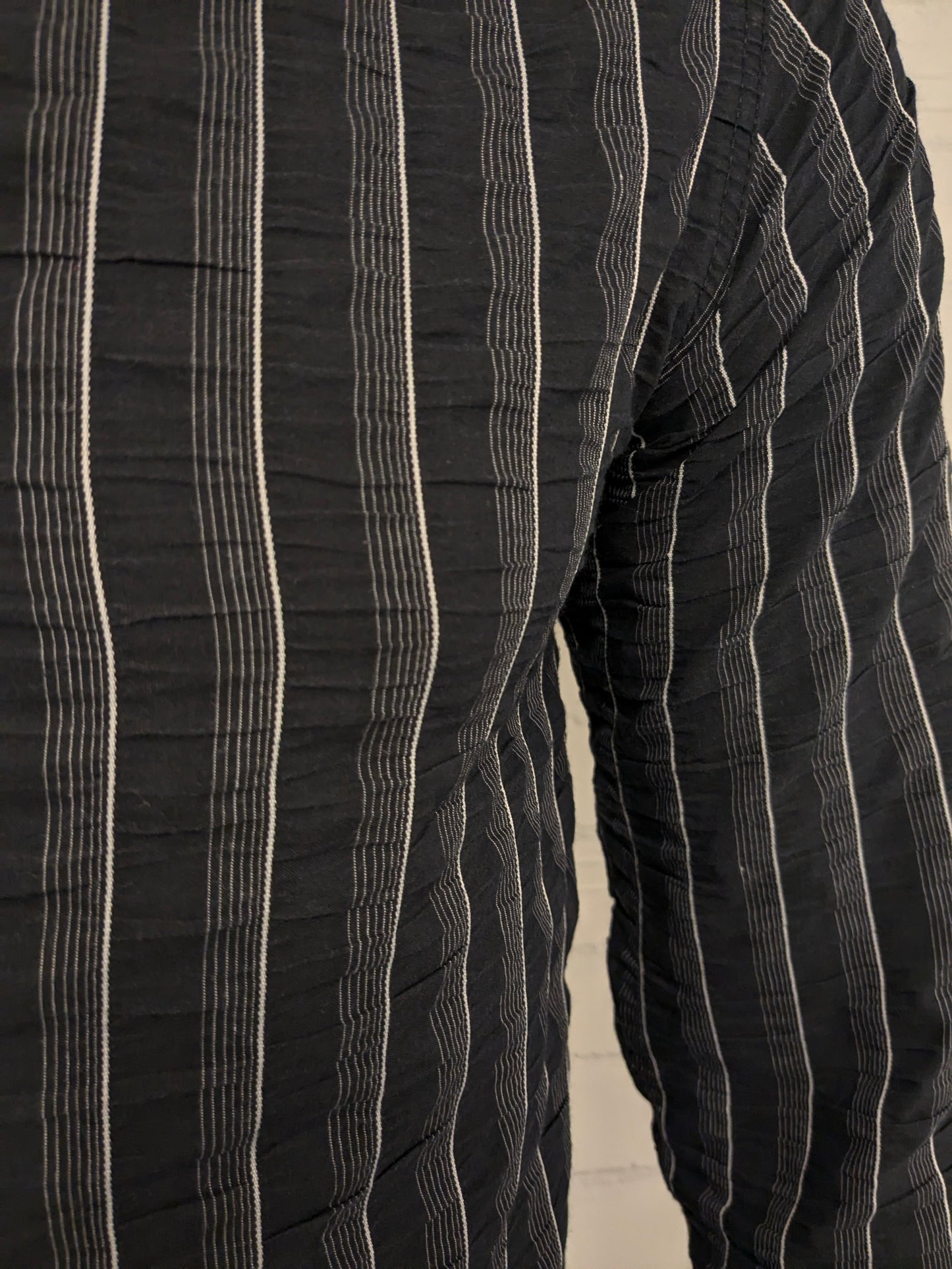 Vintage Andeson overhemd. Zwart Wit  wrinkle effect. Maat M.