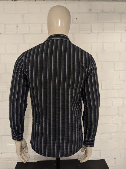 Vintage Andeson overhemd. Zwart Wit  wrinkle effect. Maat M.