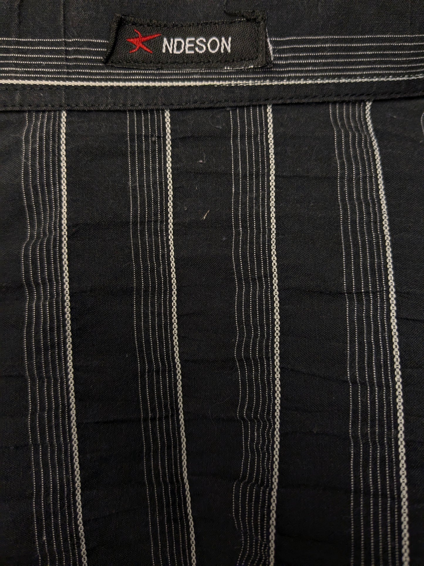 Vintage Andeson overhemd. Zwart Wit  wrinkle effect. Maat M.