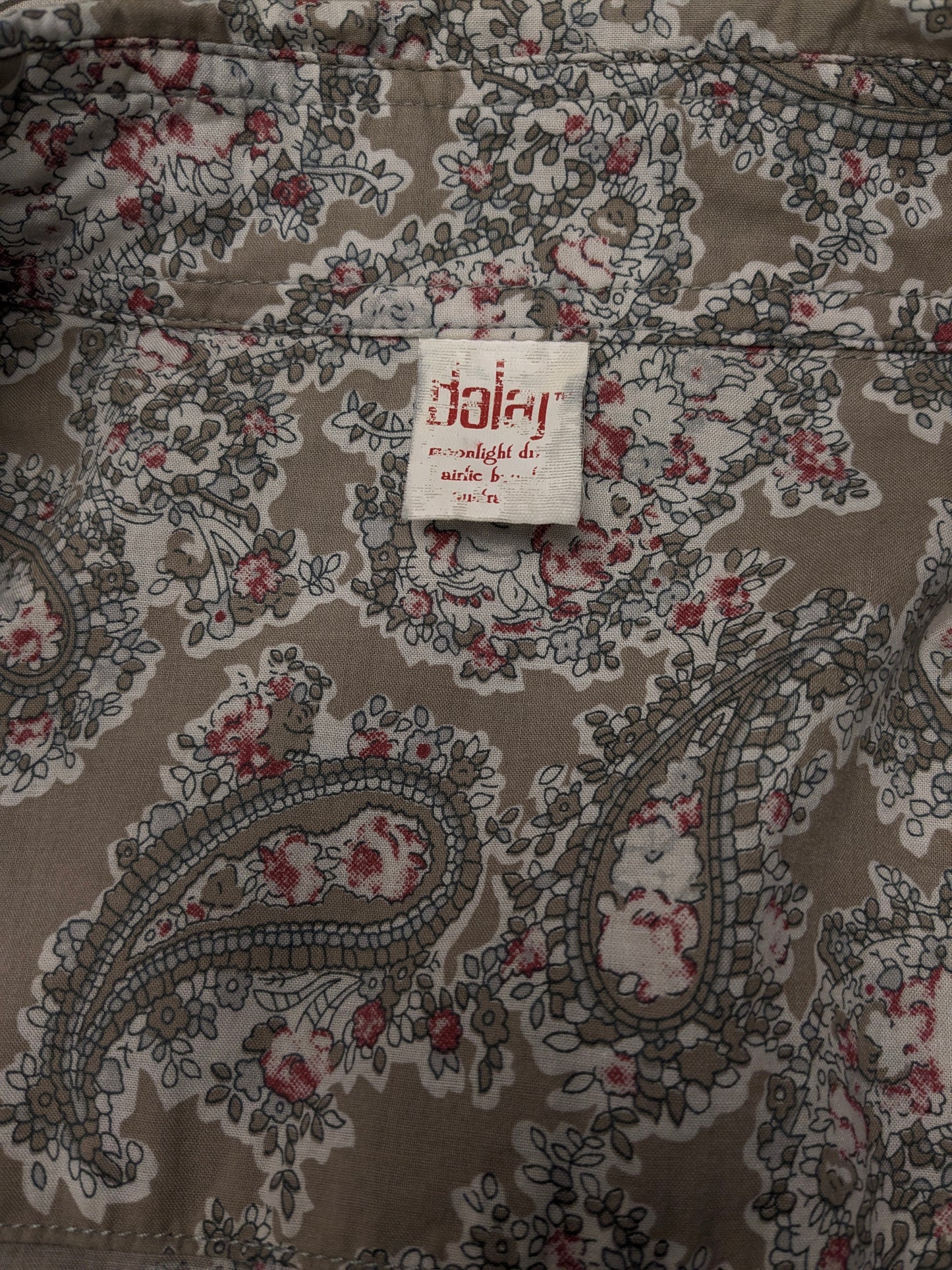 Vintage Balaj Shirt. Kaki Red White Paisley Print. Größe xl.