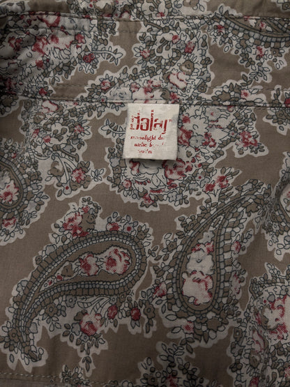 Vintage Balaj Shirt. Kaki Red White Paisley Print. Größe xl.