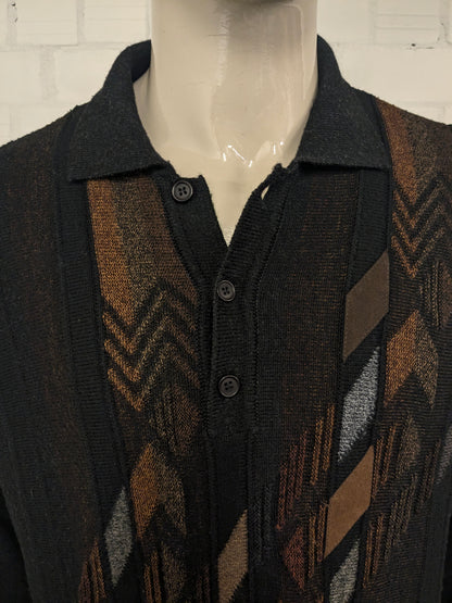 Pull Polo en laine Breidhof vintage. Couleur marron noir. Taille 2xl / xxl. 50% de laine.