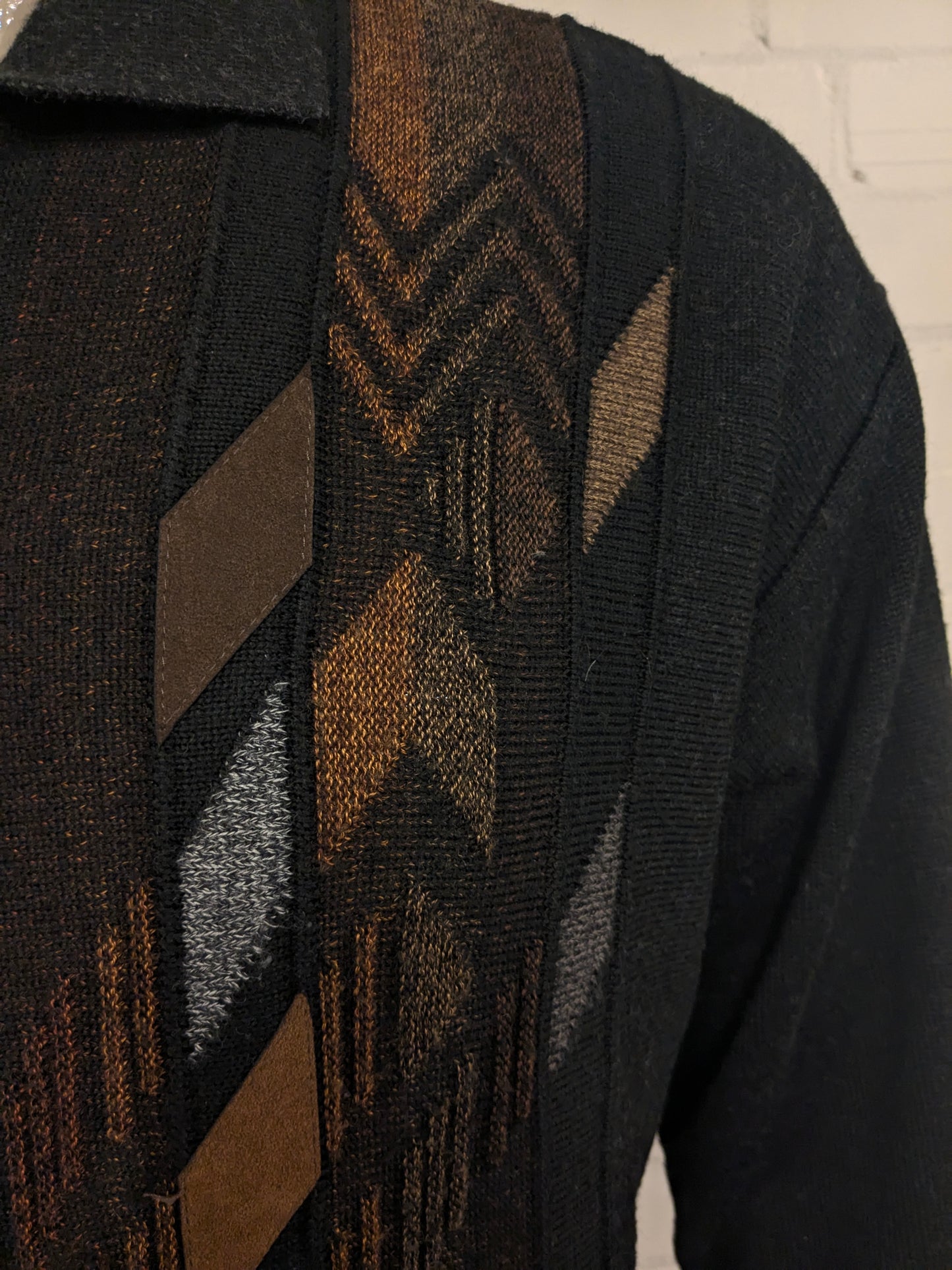 Pull Polo en laine Breidhof vintage. Couleur marron noir. Taille 2xl / xxl. 50% de laine.