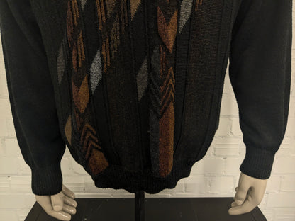Pull Polo en laine Breidhof vintage. Couleur marron noir. Taille 2xl / xxl. 50% de laine.