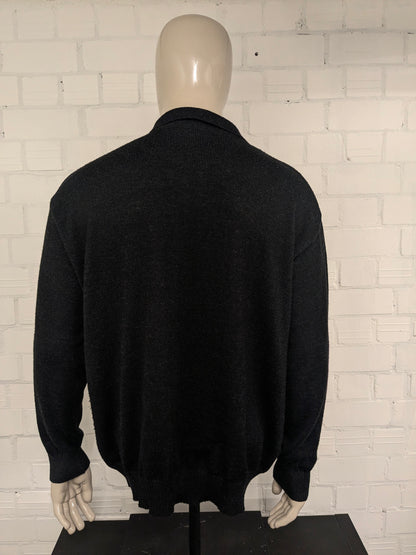Pull Polo en laine Breidhof vintage. Couleur marron noir. Taille 2xl / xxl. 50% de laine.