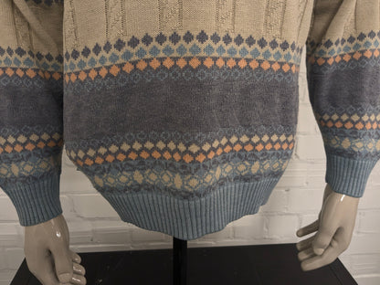 Vintage Armand Thiery polo trui. Beige Lila Blauw Oranje gekleurd. Maat L.