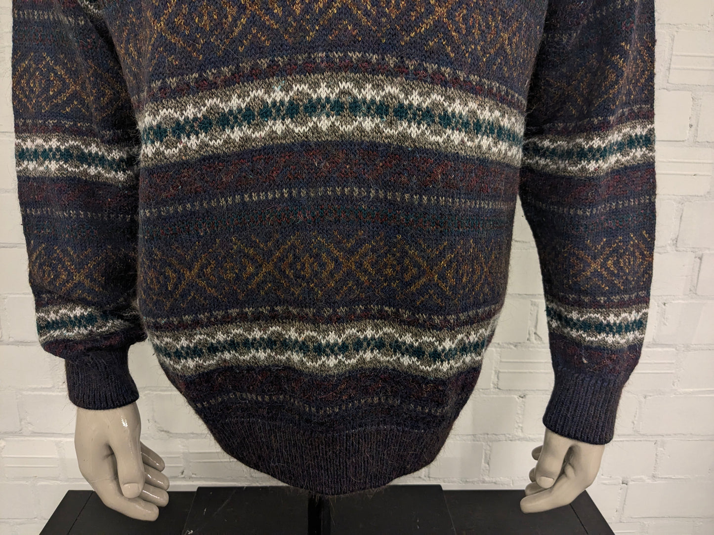 Vintage St. Michael Alpaca Wolle Polo -Pullover. Lila rotgrün braun gefärbt. Größe xl.