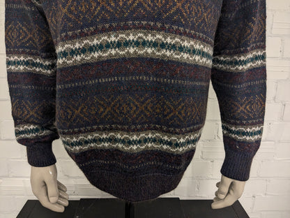 Vintage St. Michael Alpaca Wolle Polo -Pullover. Lila rotgrün braun gefärbt. Größe xl.