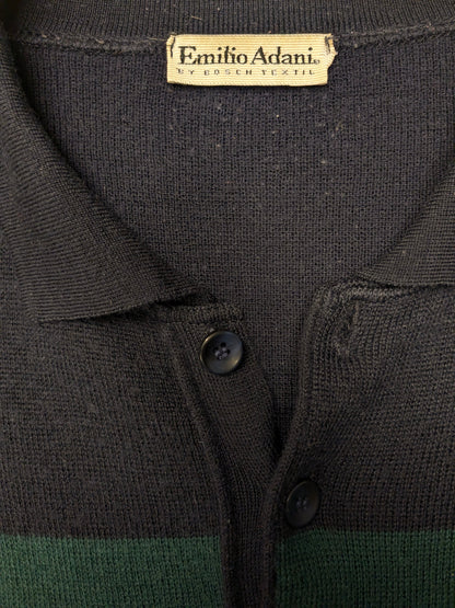 Vintage Emilio Adani polo trui. Groen Donker Blauw gekleurd. Maat XL.
