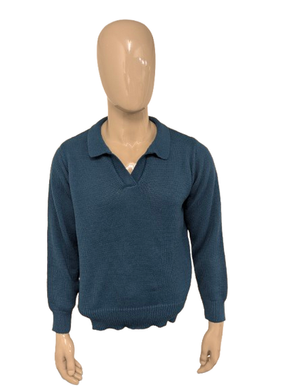 Vintage polo trui. Groen gekleurd. Maat XL.