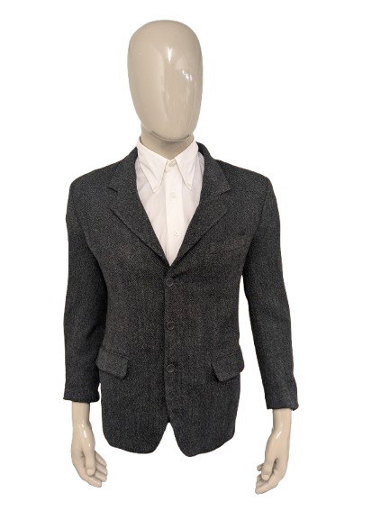 Vintage Country Club Wolljacke. Schwarzgrau gemischt. Größe 50 / M.