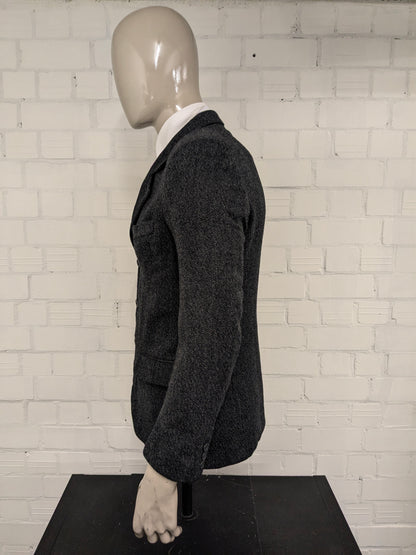 Vintage Country Club Wolljacke. Schwarzgrau gemischt. Größe 50 / M.