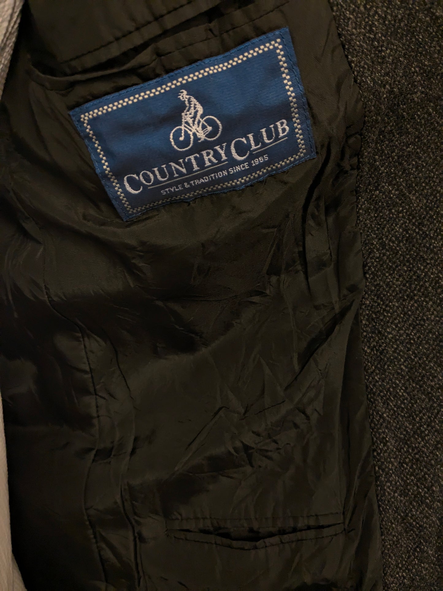 Vintage Country Club Wolljacke. Schwarzgrau gemischt. Größe 50 / M.