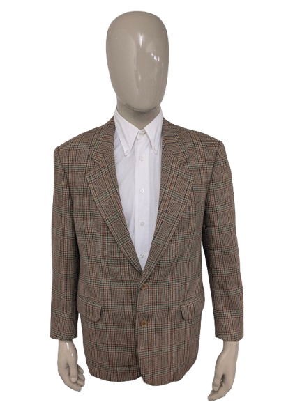 Chaqueta de lana Graham vintage. Marrón rojo verde a cuadros. Tamaño 52 / L.