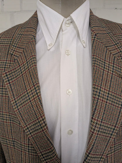 Chaqueta de lana Graham vintage. Marrón rojo verde a cuadros. Tamaño 52 / L.