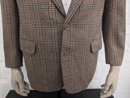 Chaqueta de lana Graham vintage. Marrón rojo verde a cuadros. Tamaño 52 / L.