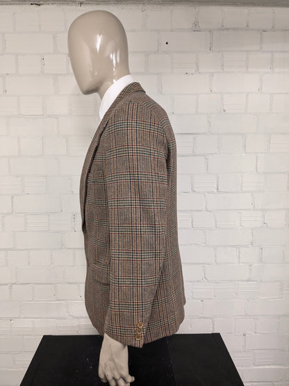 Chaqueta de lana Graham vintage. Marrón rojo verde a cuadros. Tamaño 52 / L.