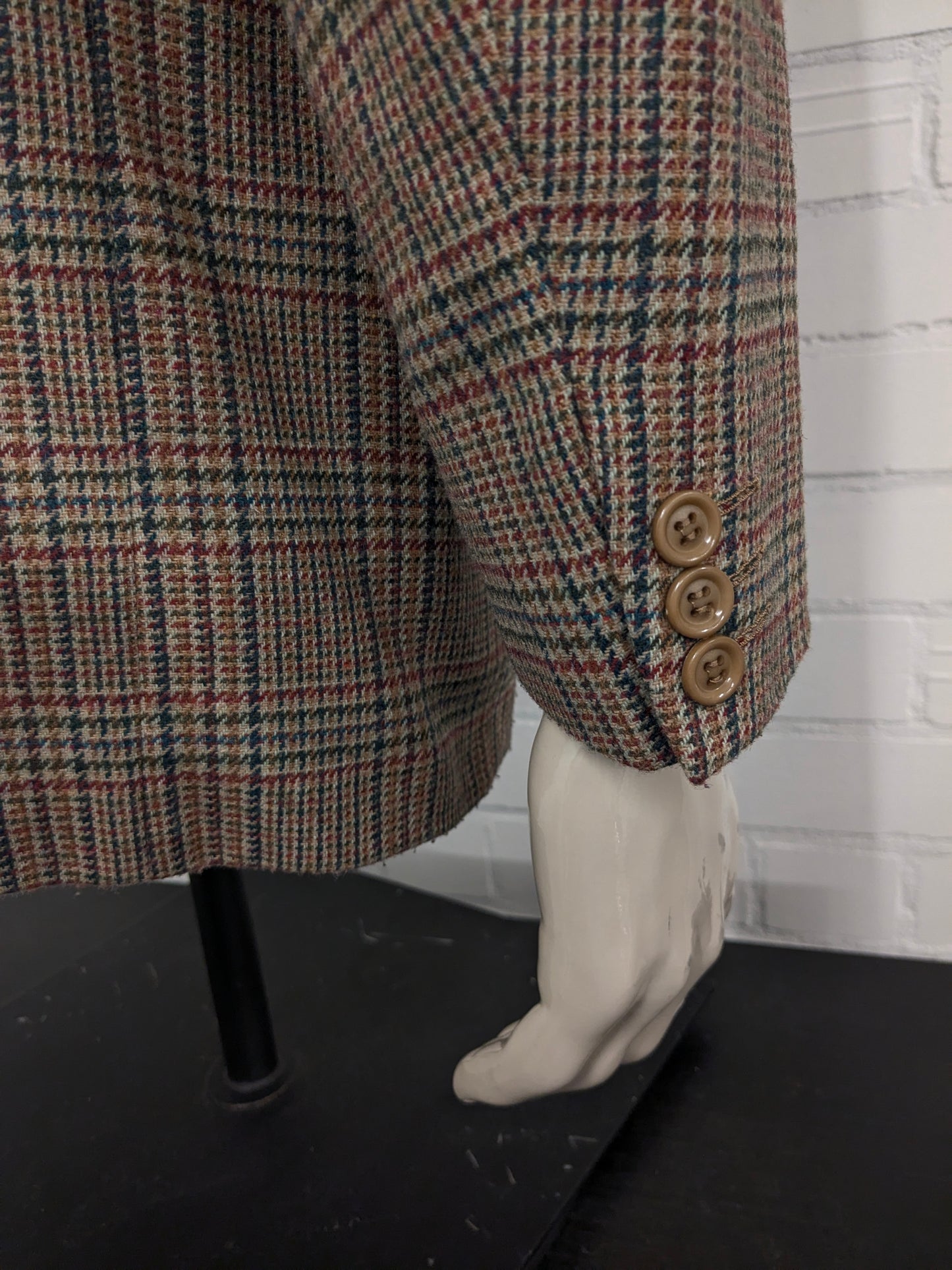 Chaqueta de lana Graham vintage. Marrón rojo verde a cuadros. Tamaño 52 / L.