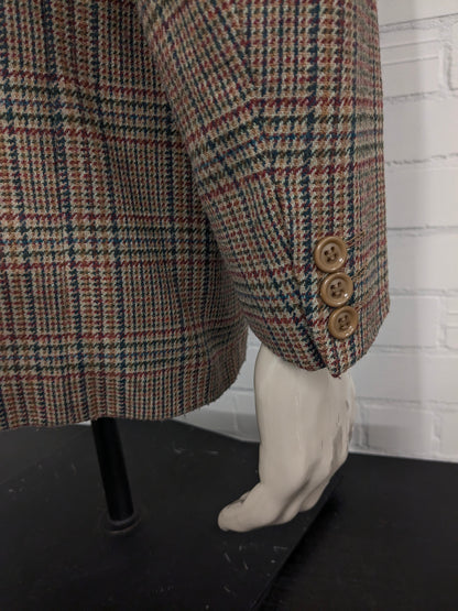 Chaqueta de lana Graham vintage. Marrón rojo verde a cuadros. Tamaño 52 / L.