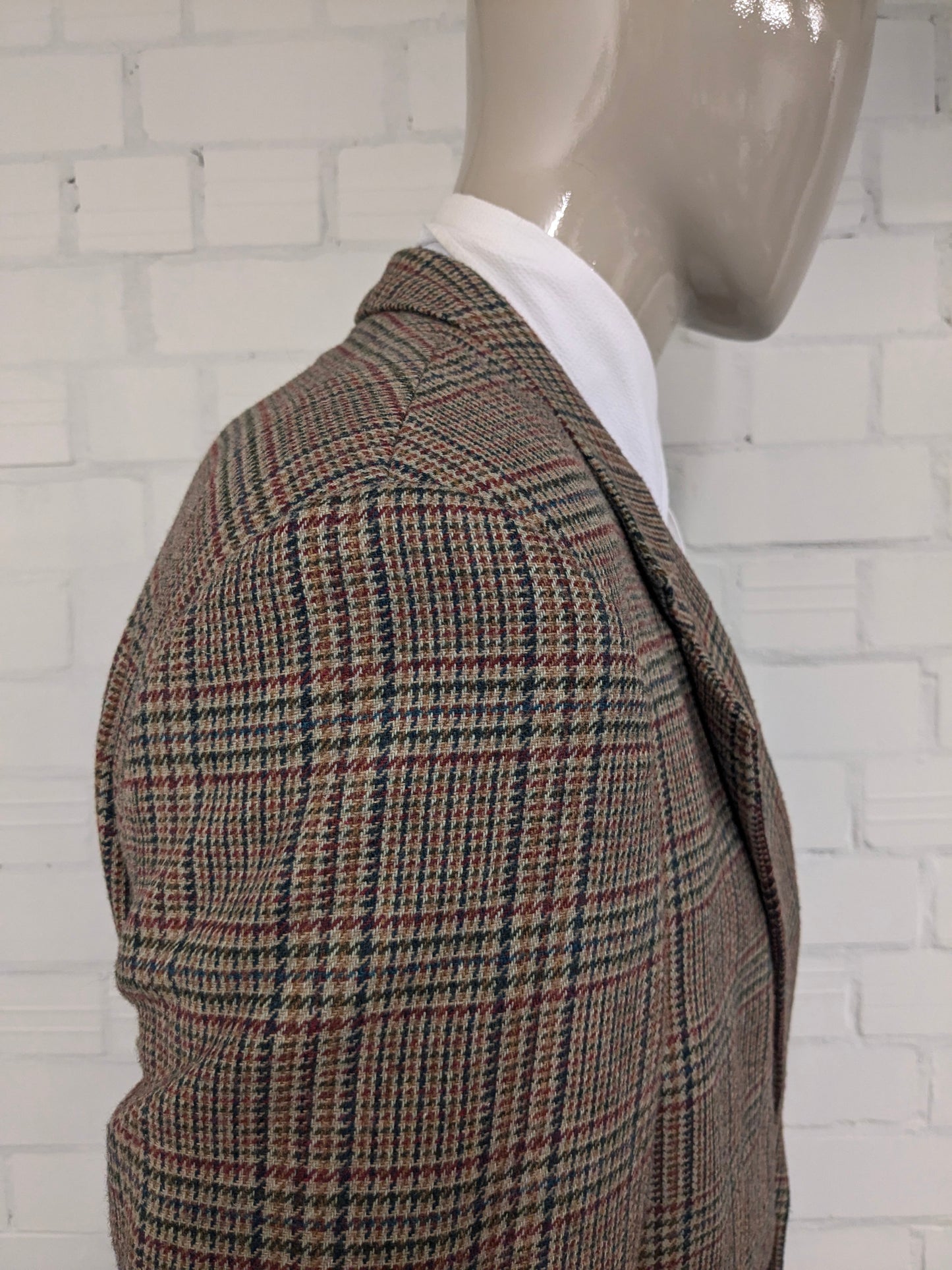 Chaqueta de lana Graham vintage. Marrón rojo verde a cuadros. Tamaño 52 / L.