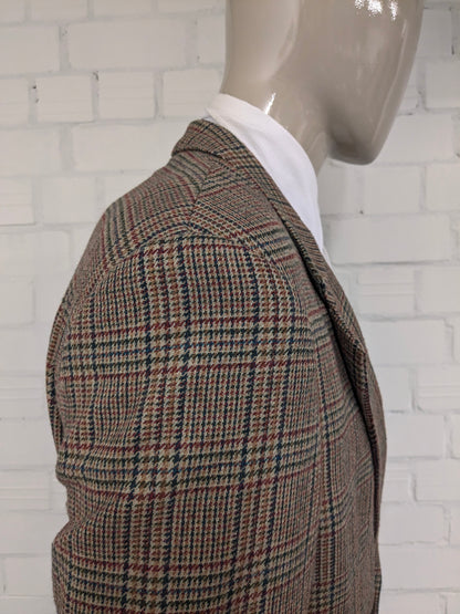 Chaqueta de lana Graham vintage. Marrón rojo verde a cuadros. Tamaño 52 / L.