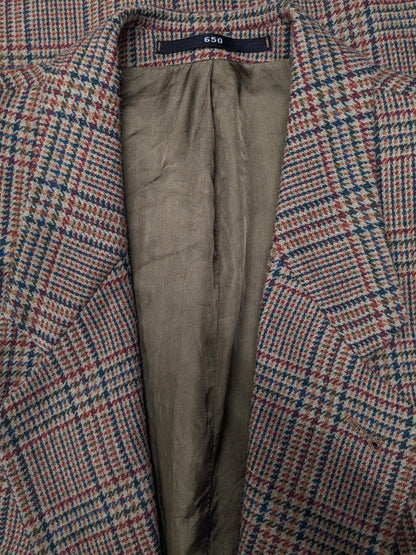 Chaqueta de lana Graham vintage. Marrón rojo verde a cuadros. Tamaño 52 / L.