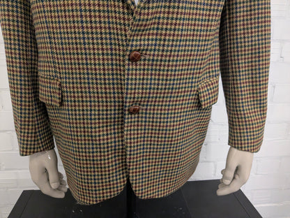 Vintage gant "The Blazer" woolen jacket with elbow strokes. Green red blue blocked. Size 54.