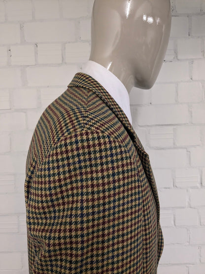Vintage gant "The Blazer" woolen jacket with elbow strokes. Green red blue blocked. Size 54.