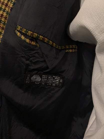 Vintage gant "The Blazer" woolen jacket with elbow strokes. Green red blue blocked. Size 54.