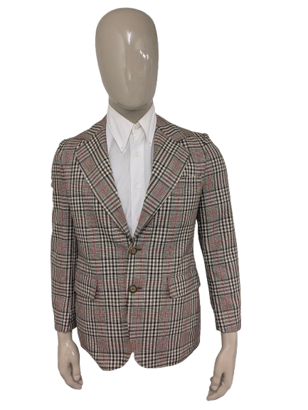 Vintage Dhobi Colbert. Rouge beige brun vérifié. Taille 50 / M.