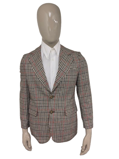 Vintage Dhobi Colbert. Rouge beige brun vérifié. Taille 50 / M.