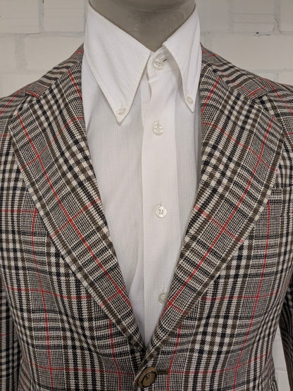 Vintage Dhobi Colbert. Rouge beige brun vérifié. Taille 50 / M.