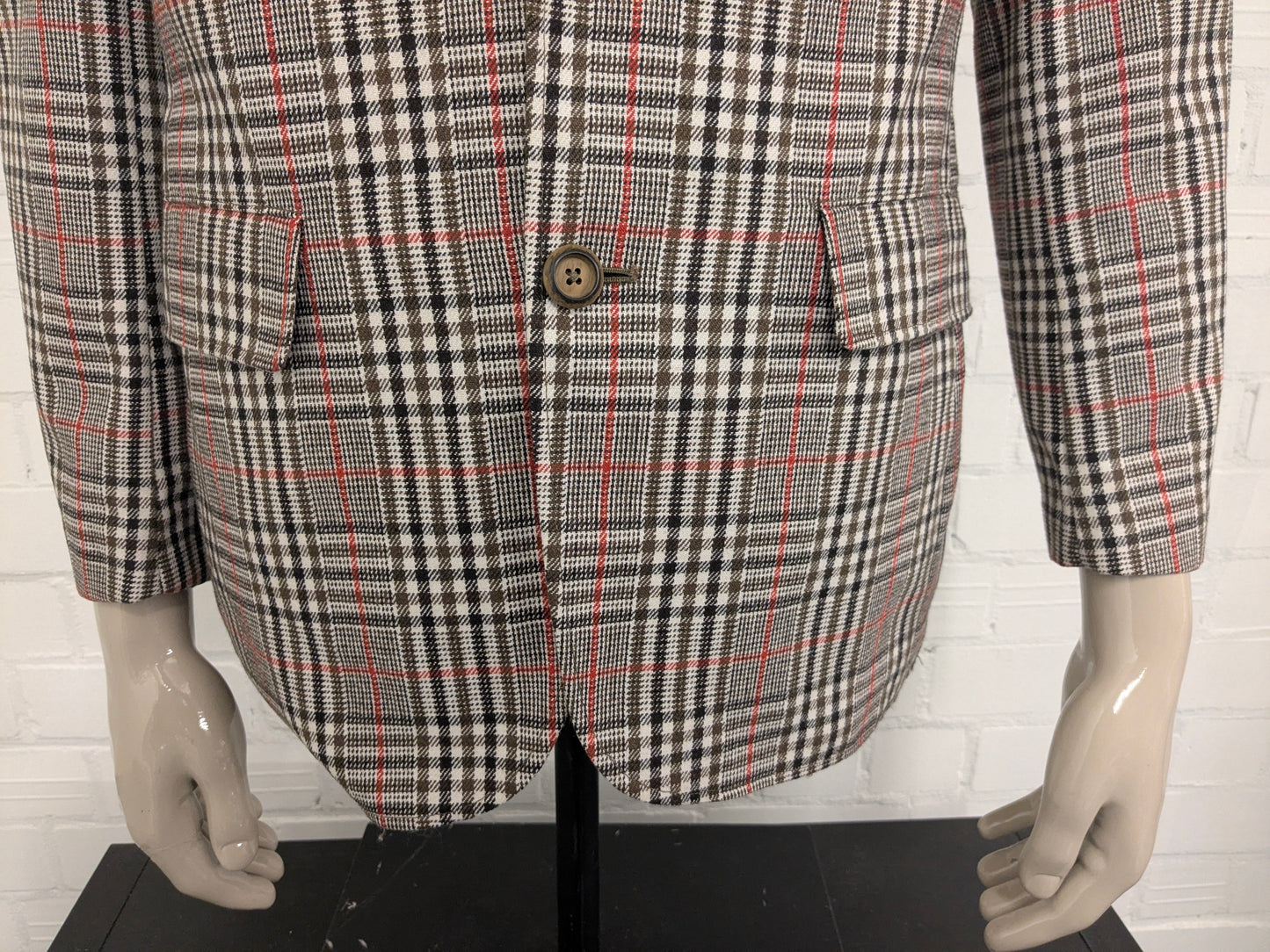 Vintage Dhobi Colbert. Rouge beige brun vérifié. Taille 50 / M.