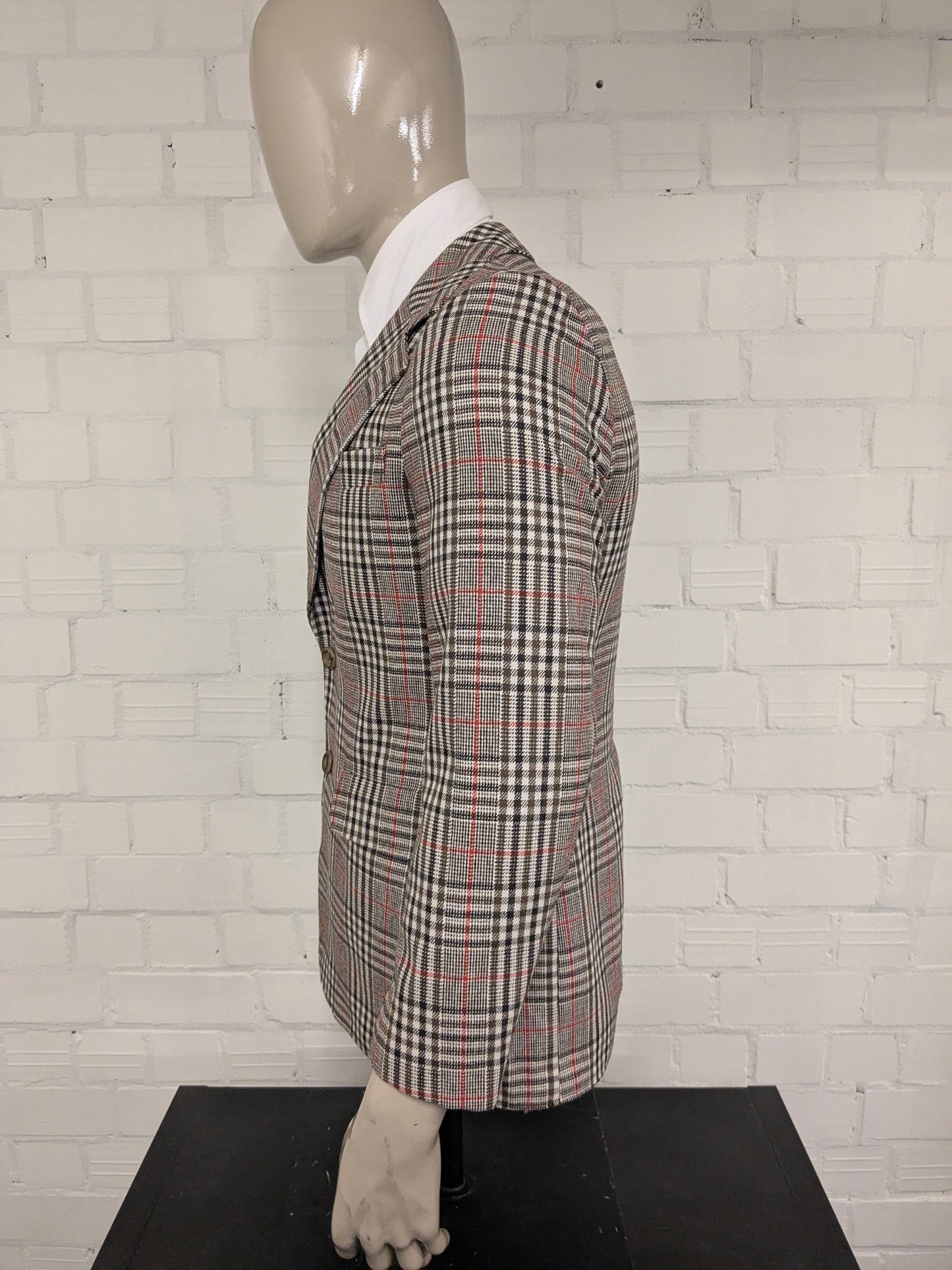 Vintage Dhobi Colbert. Rouge beige brun vérifié. Taille 50 / M.