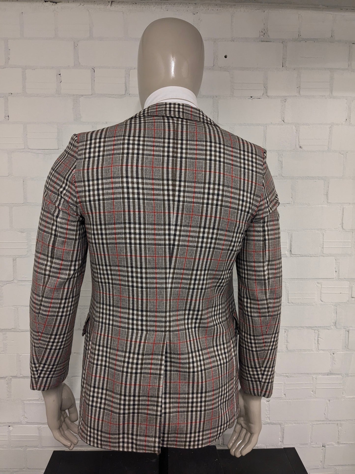 Vintage Dhobi Colbert. Rouge beige brun vérifié. Taille 50 / M.