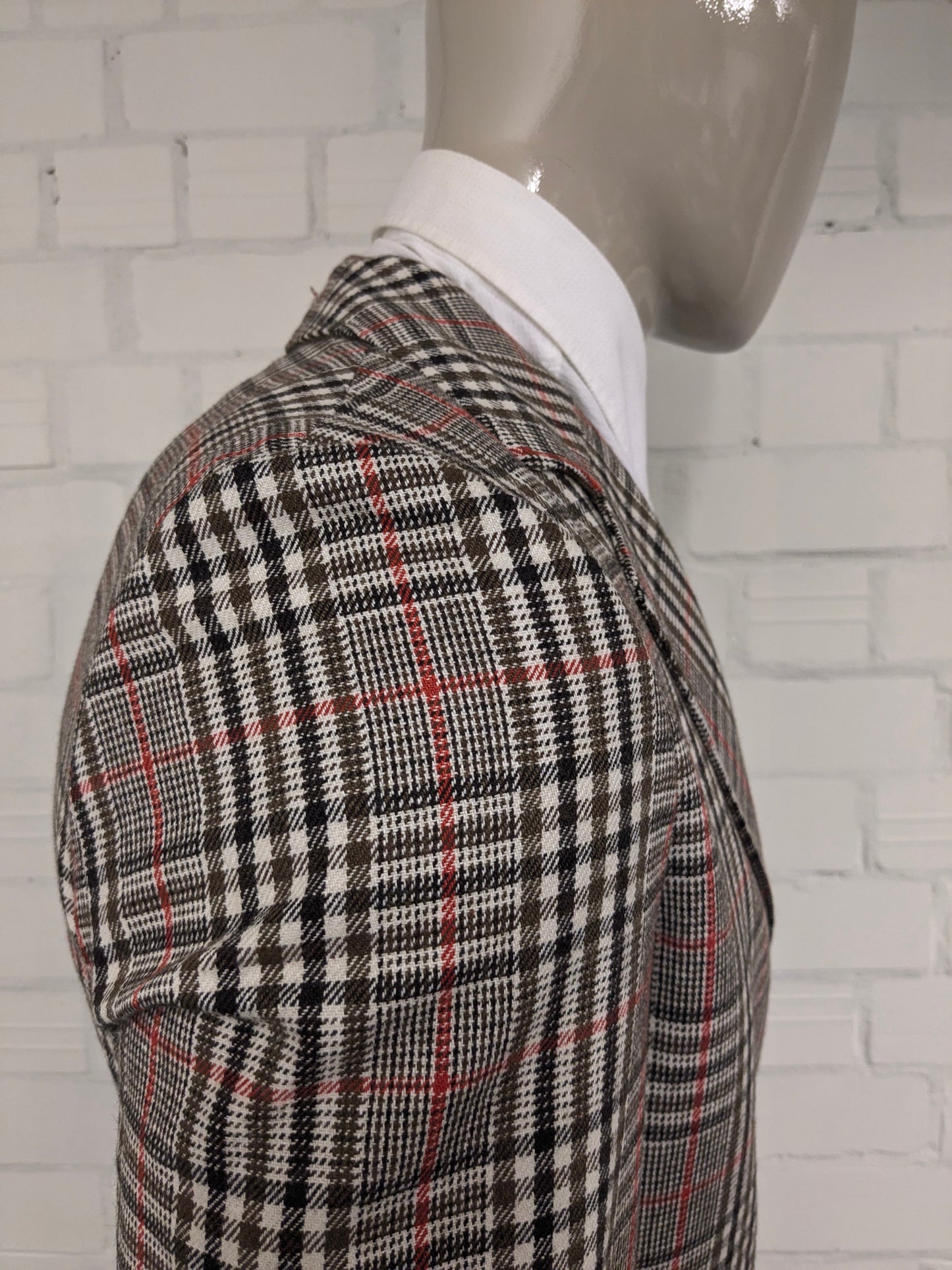 Vintage Dhobi Colbert. Rouge beige brun vérifié. Taille 50 / M.