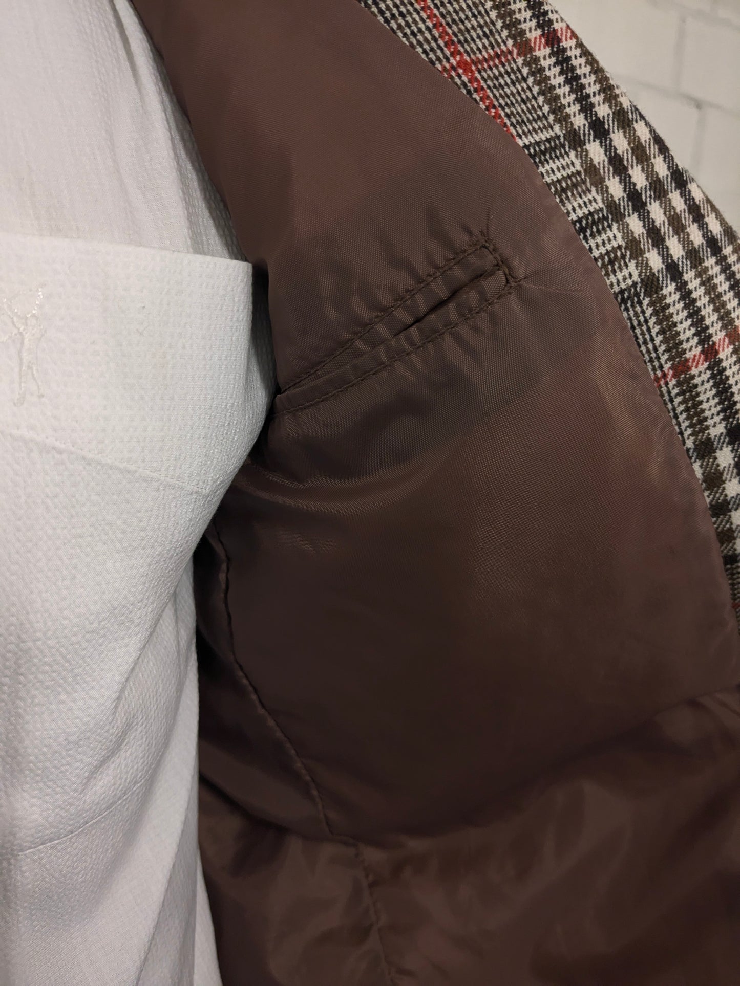 Vintage Dhobi Colbert. Rouge beige brun vérifié. Taille 50 / M.