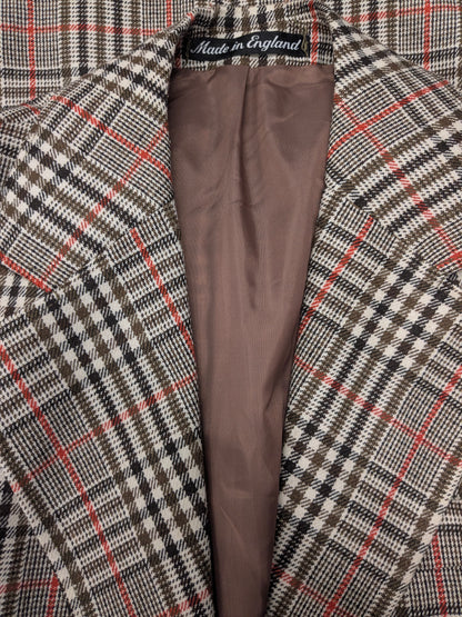 Vintage Dhobi Colbert. Rouge beige brun vérifié. Taille 50 / M.