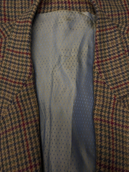 Chaqueta de lana de parada de boxes vintage. Motivo azul rojo verde. Tamaño L.