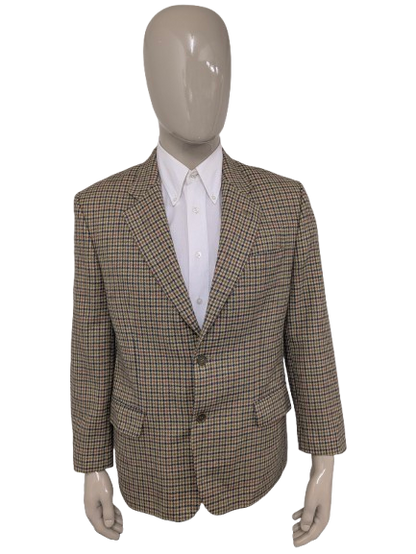 Vintage Marco Fellini woolen jacket. Green blue red motif. Size 54.