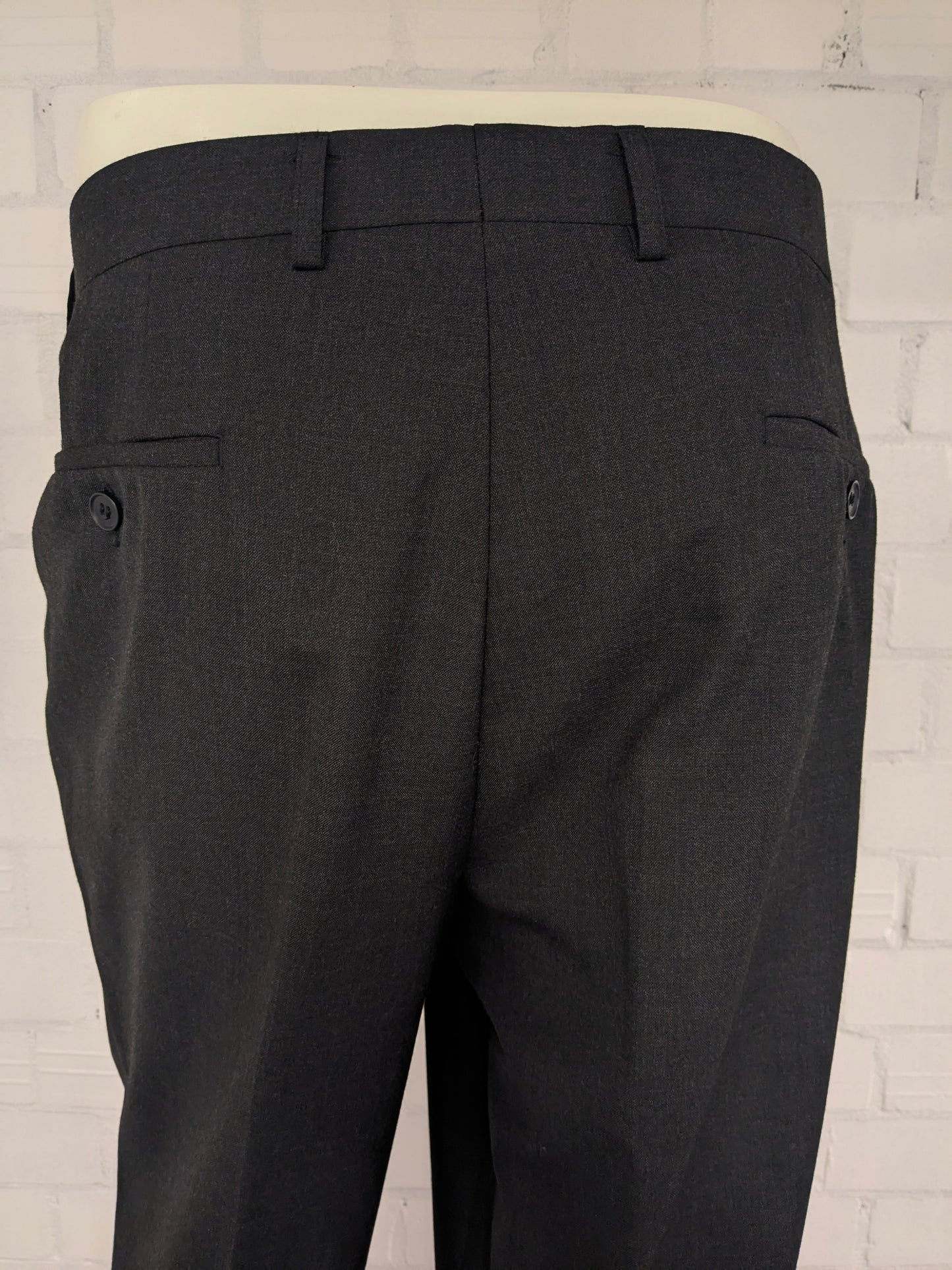 Pantalon en laine licona. Gris foncé mélangé. Taille 56 / XL.