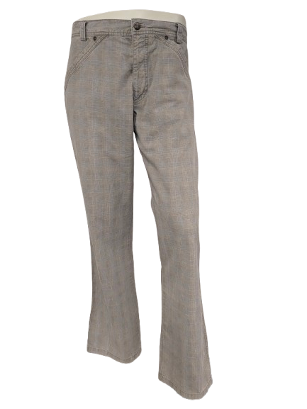 Priess Hommes pants / trousers. Beige blue checked. Size 50 / M.