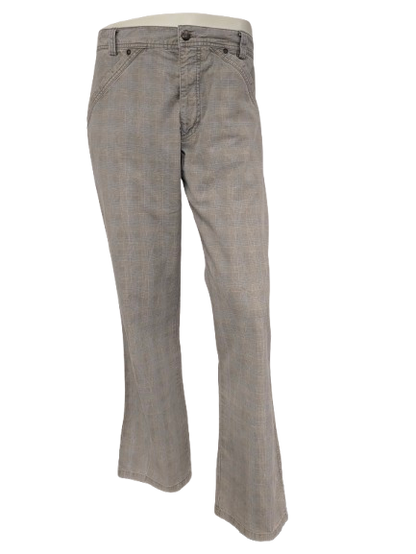 Priess Hommes pants / trousers. Beige blue checked. Size 50 / M.