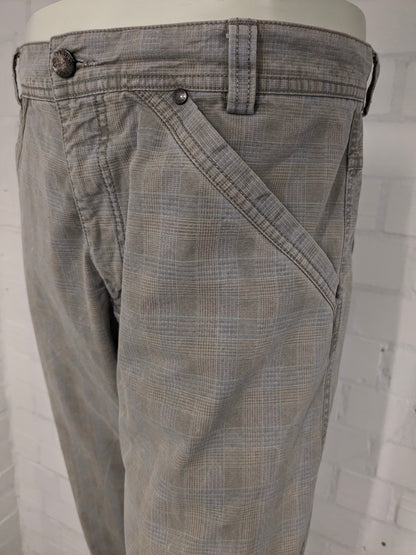 Priess Hommes pants / trousers. Beige blue checked. Size 50 / M.