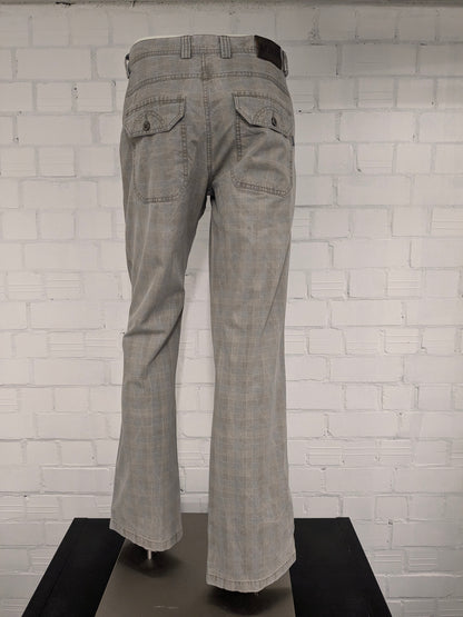 Priess Hommes pants / trousers. Beige blue checked. Size 50 / M.