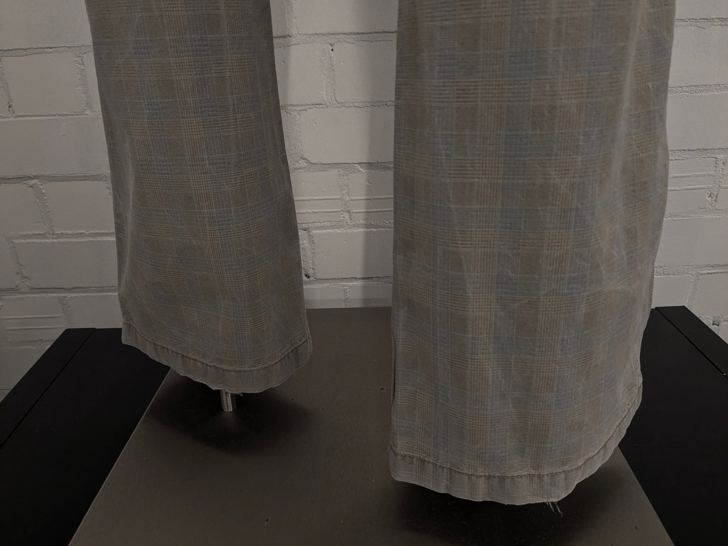 Priess Hommes pants / trousers. Beige blue checked. Size 50 / M.