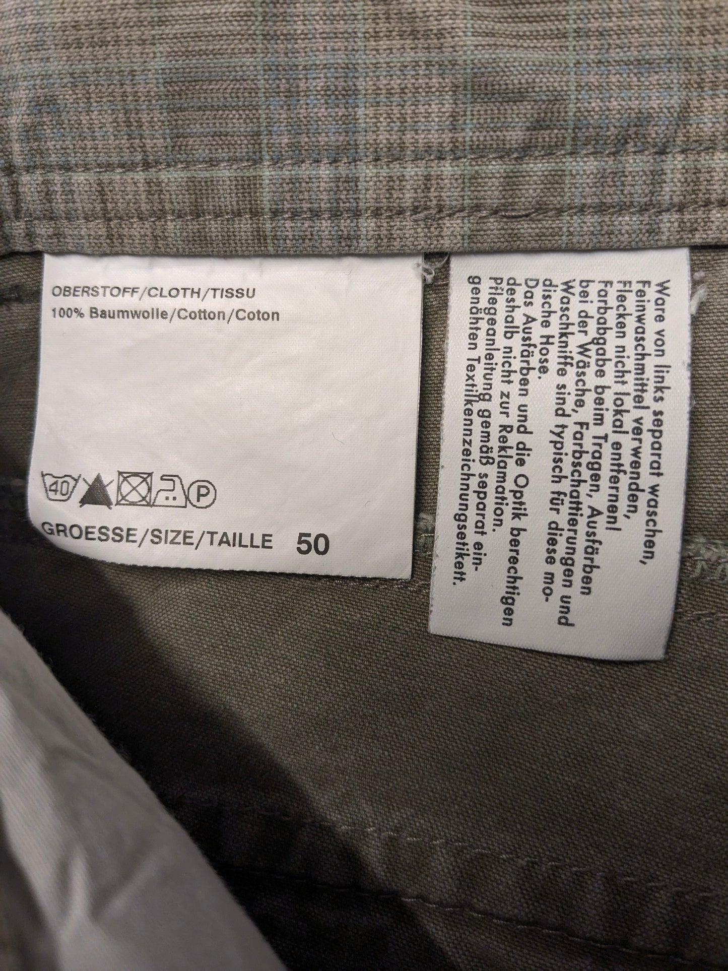 Priess Hommes pants / trousers. Beige blue checked. Size 50 / M.