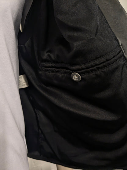 Chaleco de cuero de doble llagación vintage. Color negro. Tamaño xl.