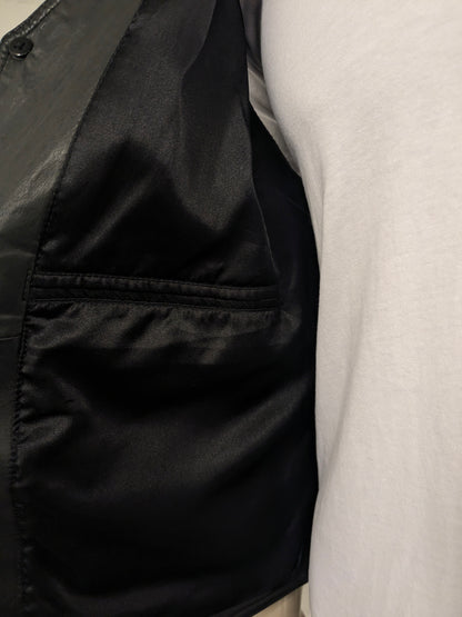 Chaleco de cuero de doble llagación vintage. Color negro. Tamaño xl.